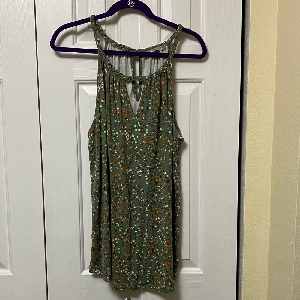 Daniel Rainn Green Floral Print Tank Top